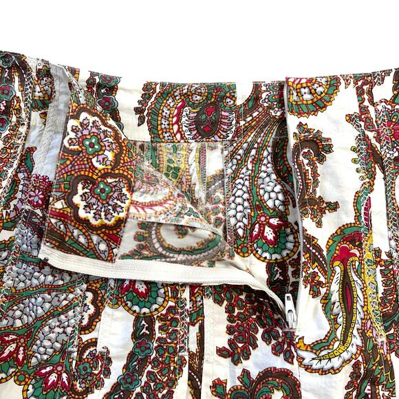 CAbi Womens A Line Midi Skirt Paisley Print Button Accent Beige Red Green Size 8 - Picture 5 of 8